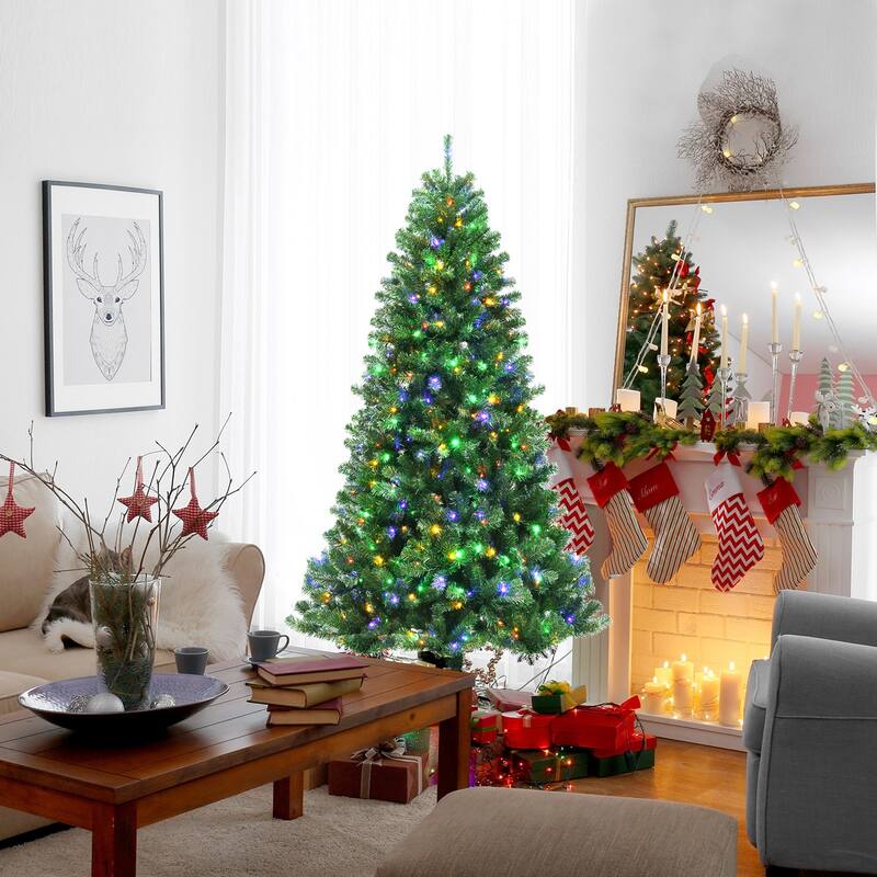 Gymax 6/7/8 FT Pre-lit Artificial Christmas Tree Hinged Xmas Tree w/ 9 - See Details