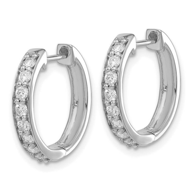 Curata 14k White Gold Diamond Hoop Earrings - 17x17mm Wide 3mm Thick