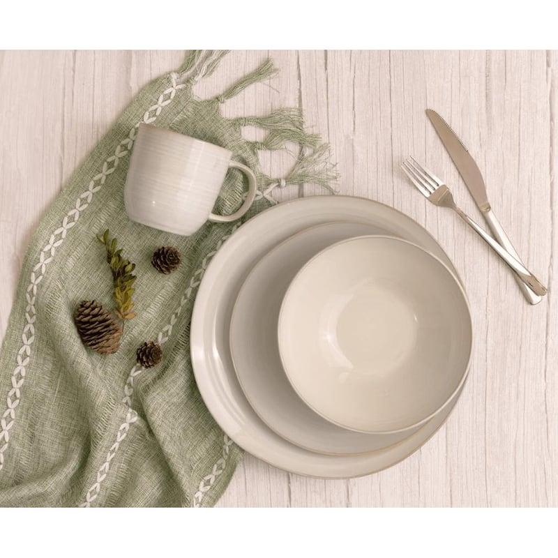 Euro Ceramica Neree 12 / 16 / 20 / 24 Piece Reactive Glaze Stoneware Dinnerware Set - Ivory