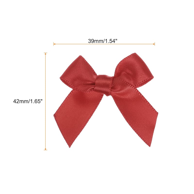 30Pcs Mini Ribbon Bow 1.5" Mini Fabric Satin Ribbon Flower Bows - Red