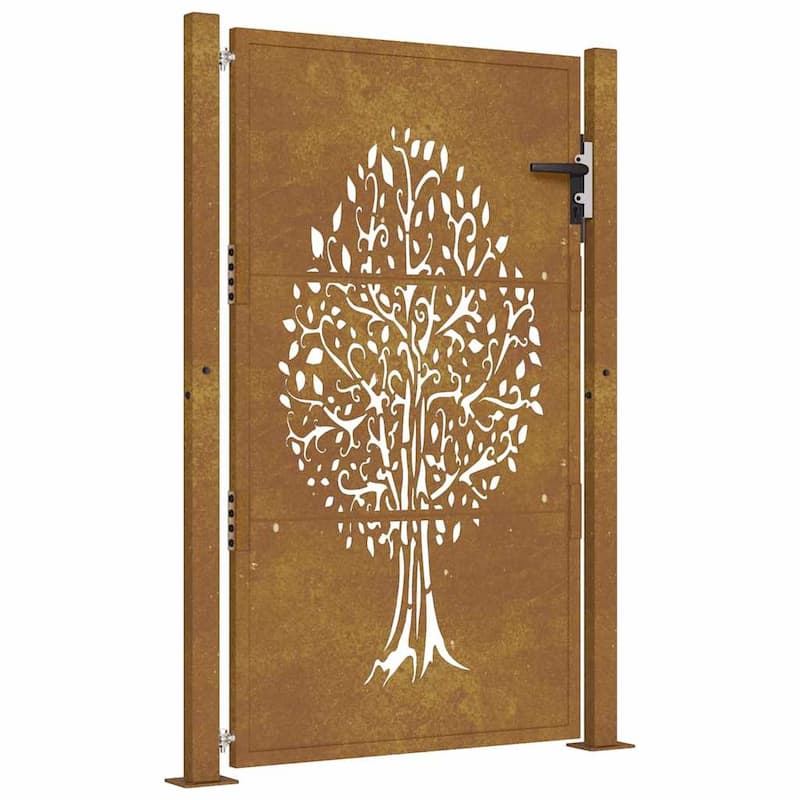 vidaXL Garden Gate Corten Steel Tree Design