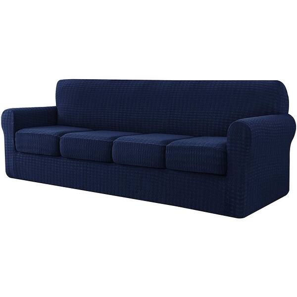 CHUN YI Houndstooth Fabric XL-Sofa Slipcover with 4 Cushion Covers