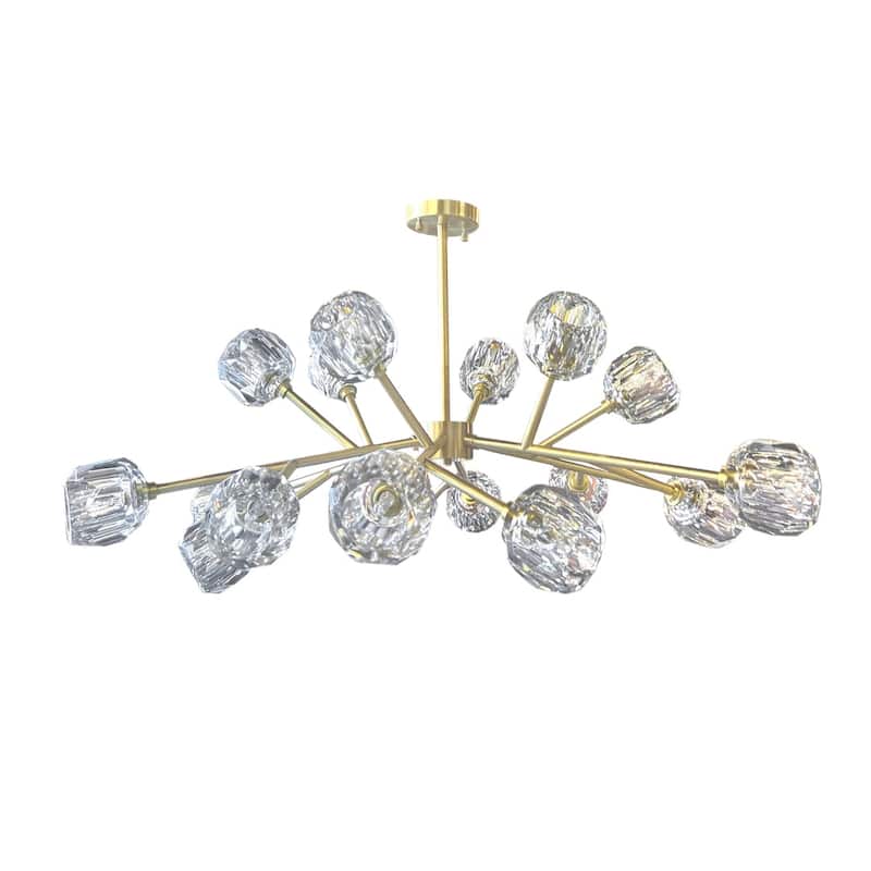 Brass Sputnik Modern Crystal Chandelier 43 in Wide 18 Lights