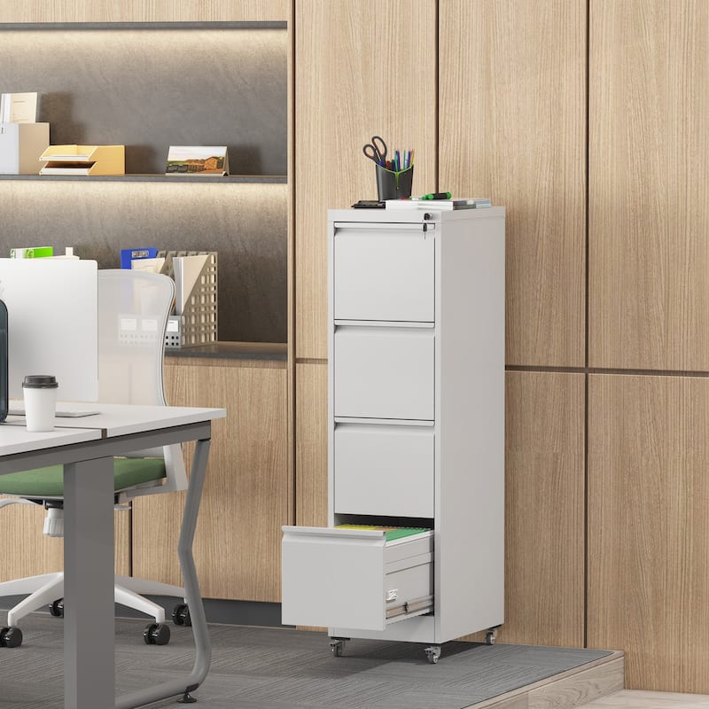 Versatile Locking Metal File Cabinet with Wheels for Home and Office Use