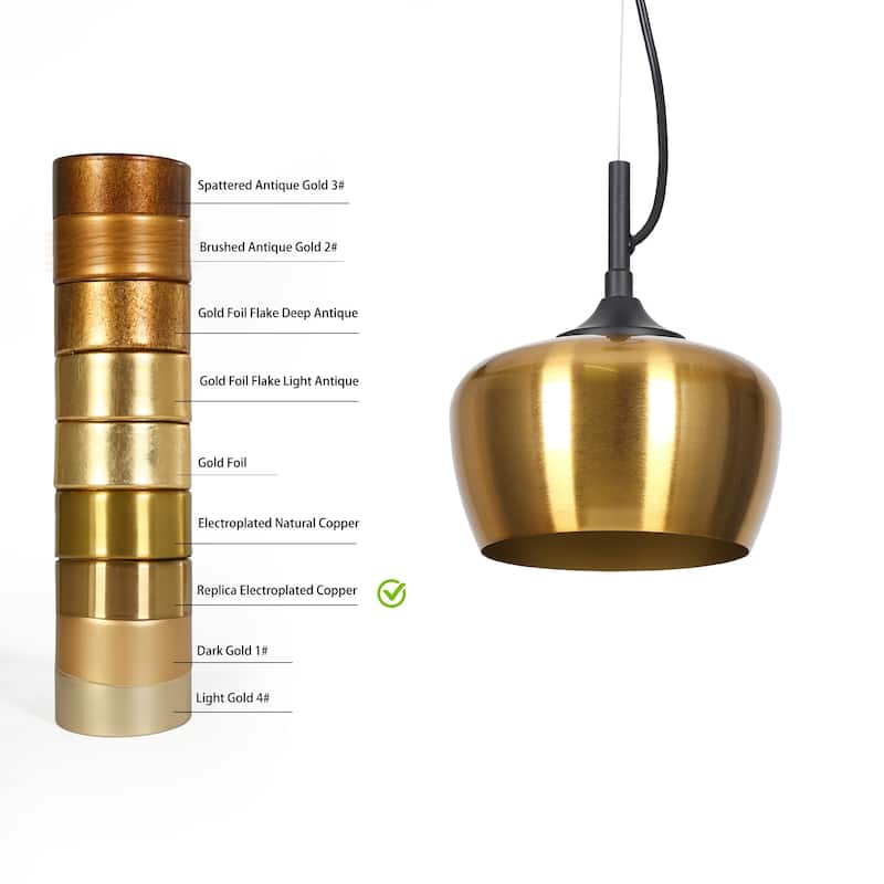 Modern Farmhouse Black Gold 1-Light Pendant Light Dome Island Lights for Dining Room
