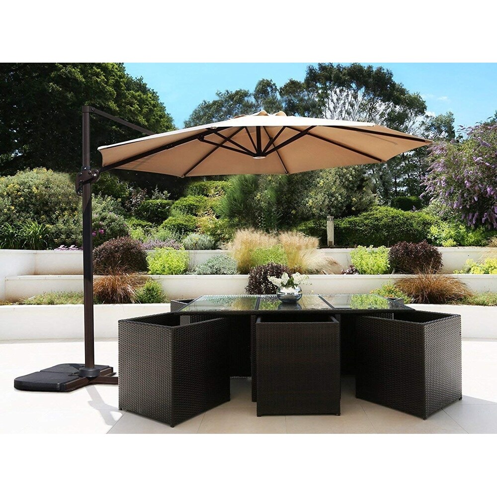 Shop 10 Uv Ray Protective Aluminum Offset Hanging Umbrella 360 Rotatable Overstock 31806216