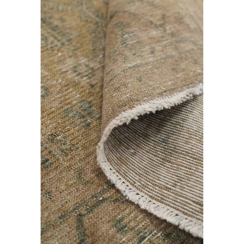 Hand Knotted Oriental 100% Wool Carpet Traditional Floral Brown Bibikabad Runner Rug - 12' 11'' X 3' 0''