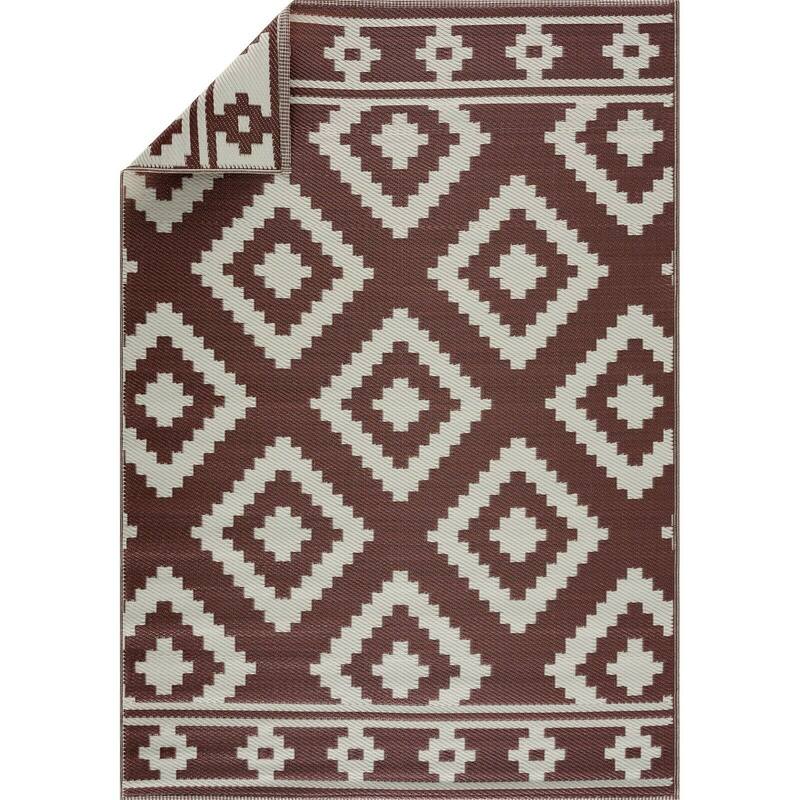 Milan Design 100% Eco-friendly Lightweight Plastic Outdoor Mat/Rug - 5'x7' - Brown&Crème