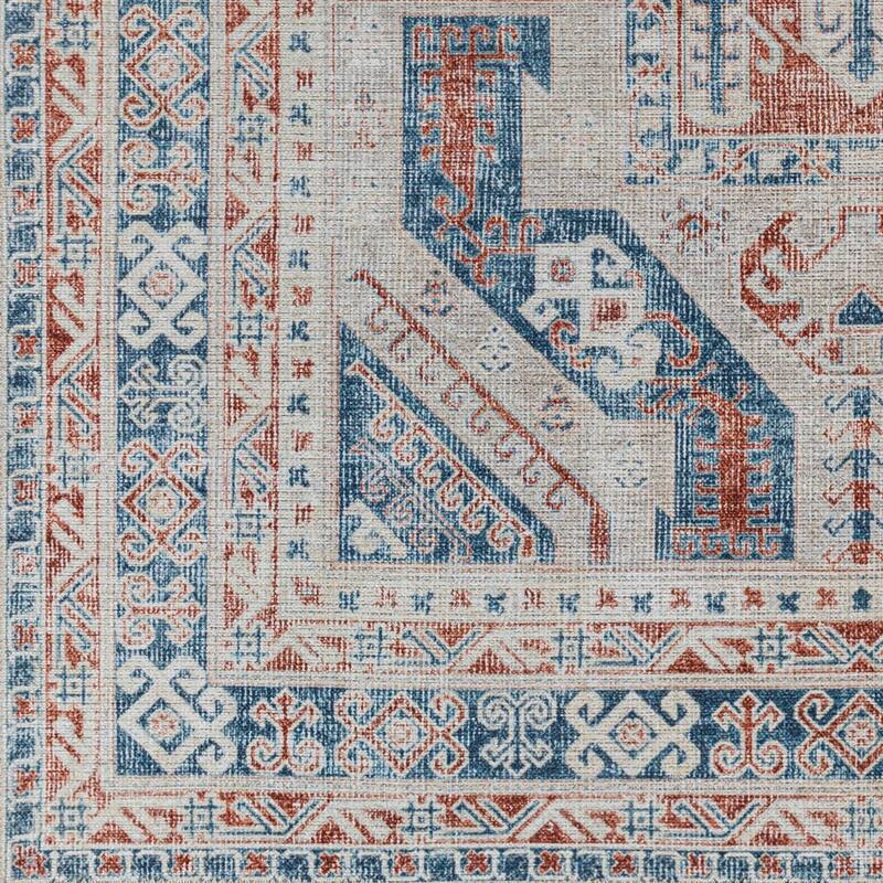Livabliss Lemery Faded Tribal Printed Washable Area Rug