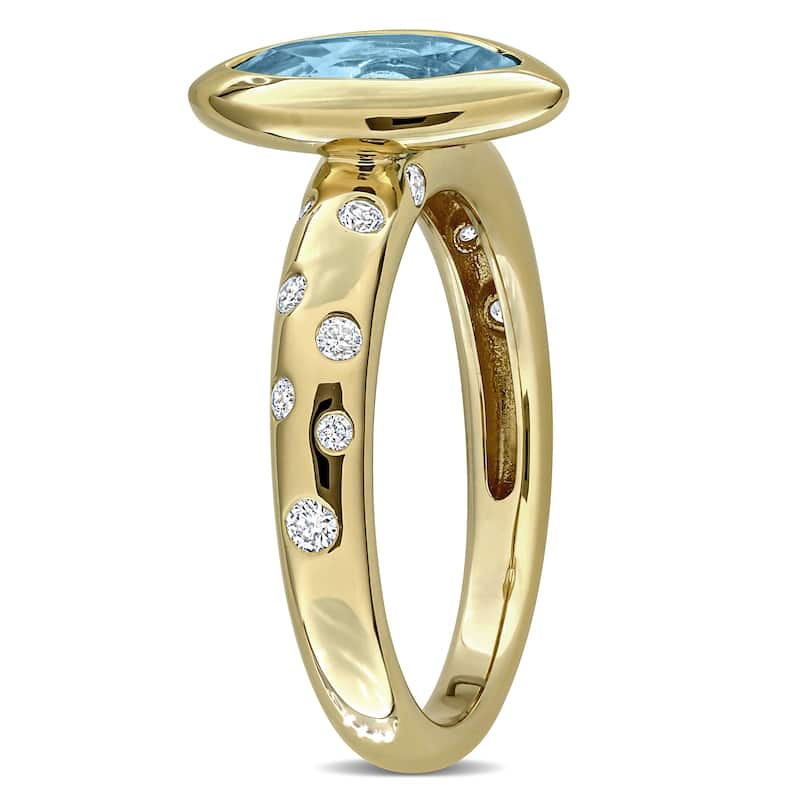 Miadora Gemstone and 1/4ct TDW Diamond Ring in 10k Yellow Gold