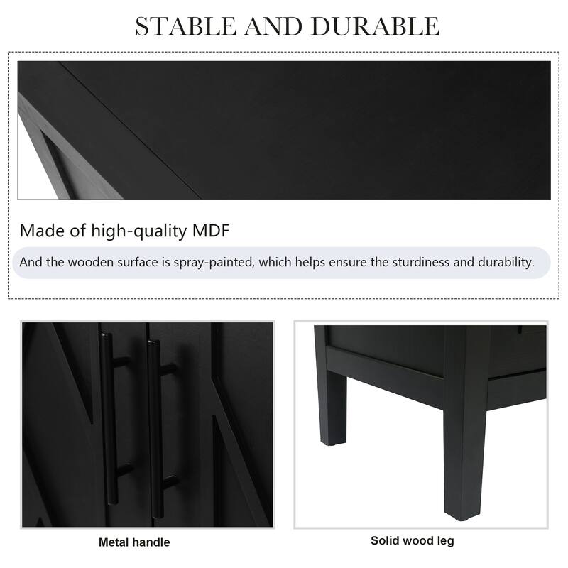 60" 4 Doors Wooden Twill Sideboard