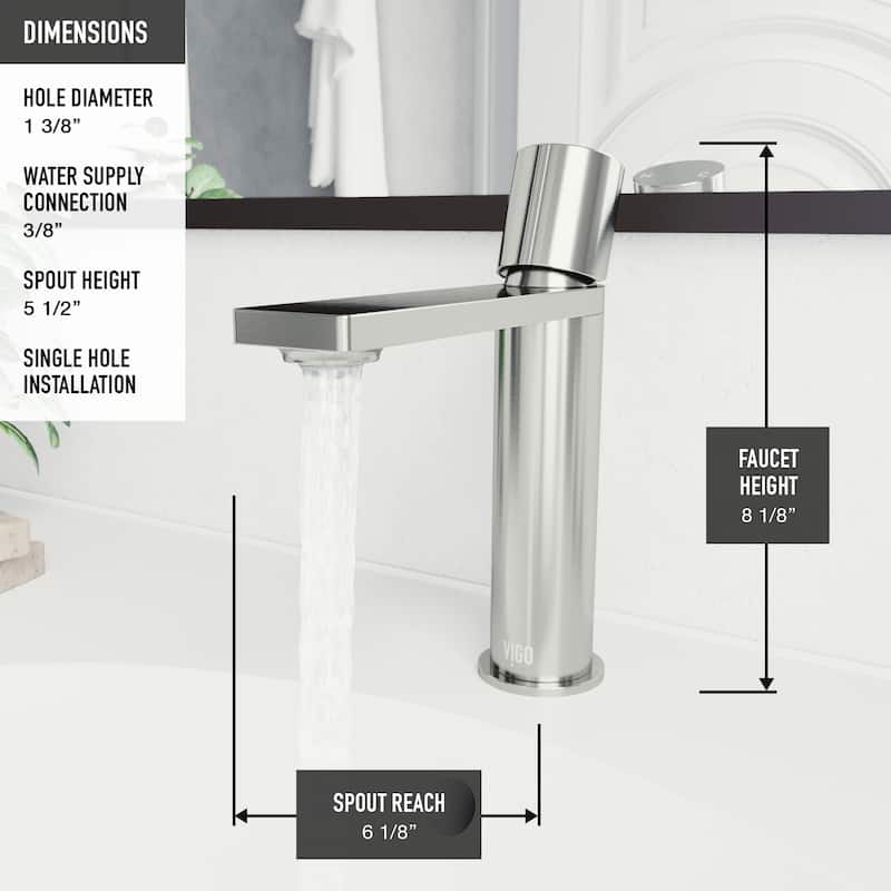 VIGO Halsey 8" H Single Handle Single Hole Bathroom Faucet