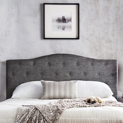 Kiff Modern Flax-Fabric Button Tufted Headboard by Furniture of America