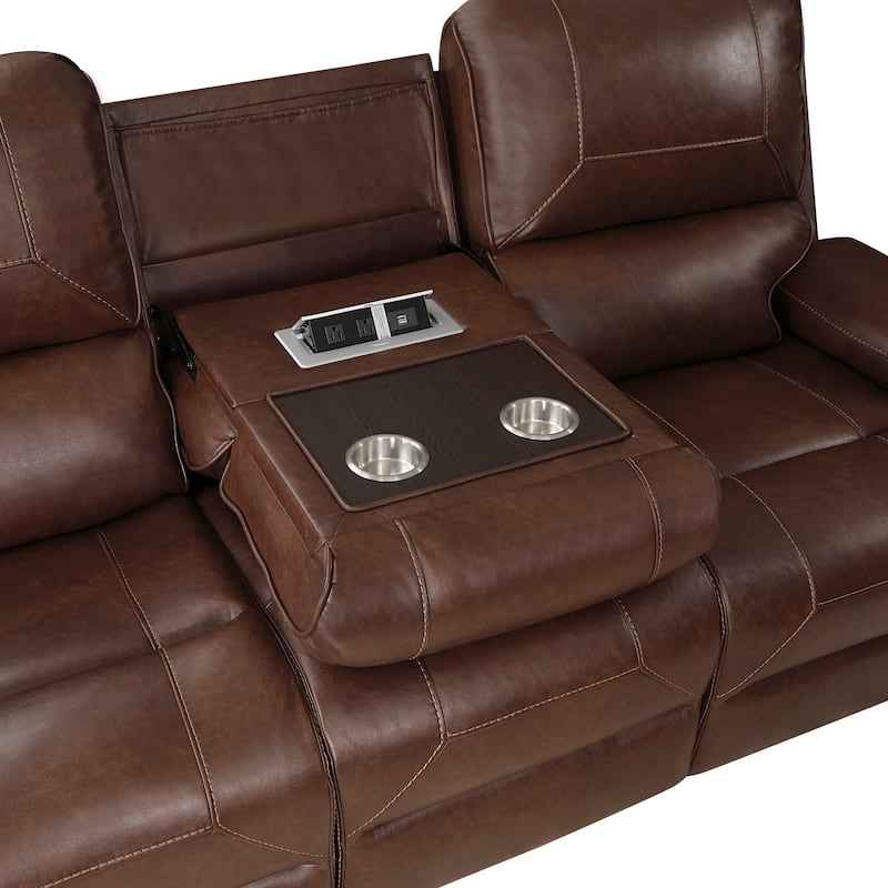 Ashton Breathable Faux Leather Manual Double Reclining Sofa