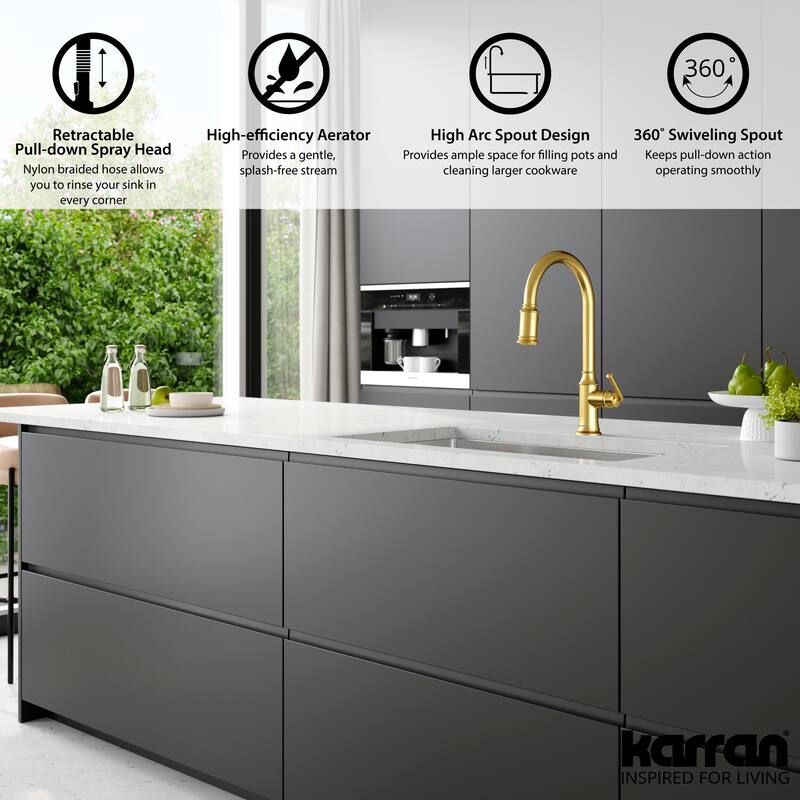 Karran Auburn One-Handle Pull Down Dual Function Sprayer Kitchen Faucet