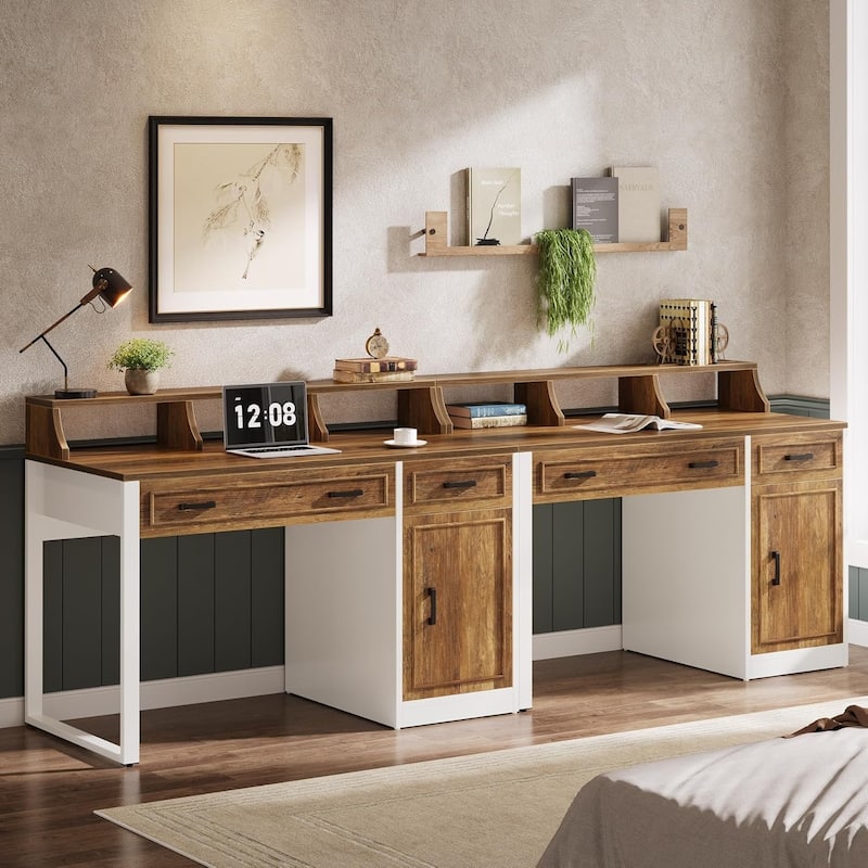 47 Inches Computer Desk with Drawers and Hutch, Executive Office Desk