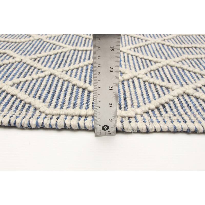 ECARPETGALLERY Braid weave Sienna Blue Wool Rug - 4'11 x 8'0