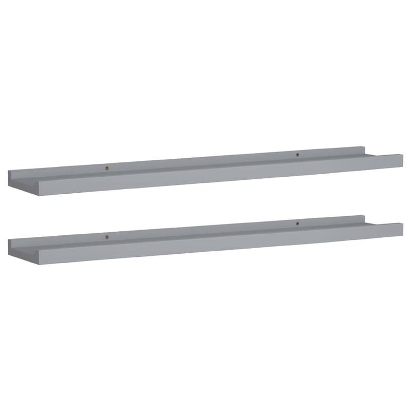 Yuli Wall Shelf Set of 2, Raised Ledge Design, Classic Gray 32 Inch