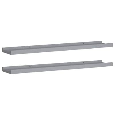 Yuli Wall Shelf Set of 2, Raised Ledge Design, Classic Gray 32 Inch