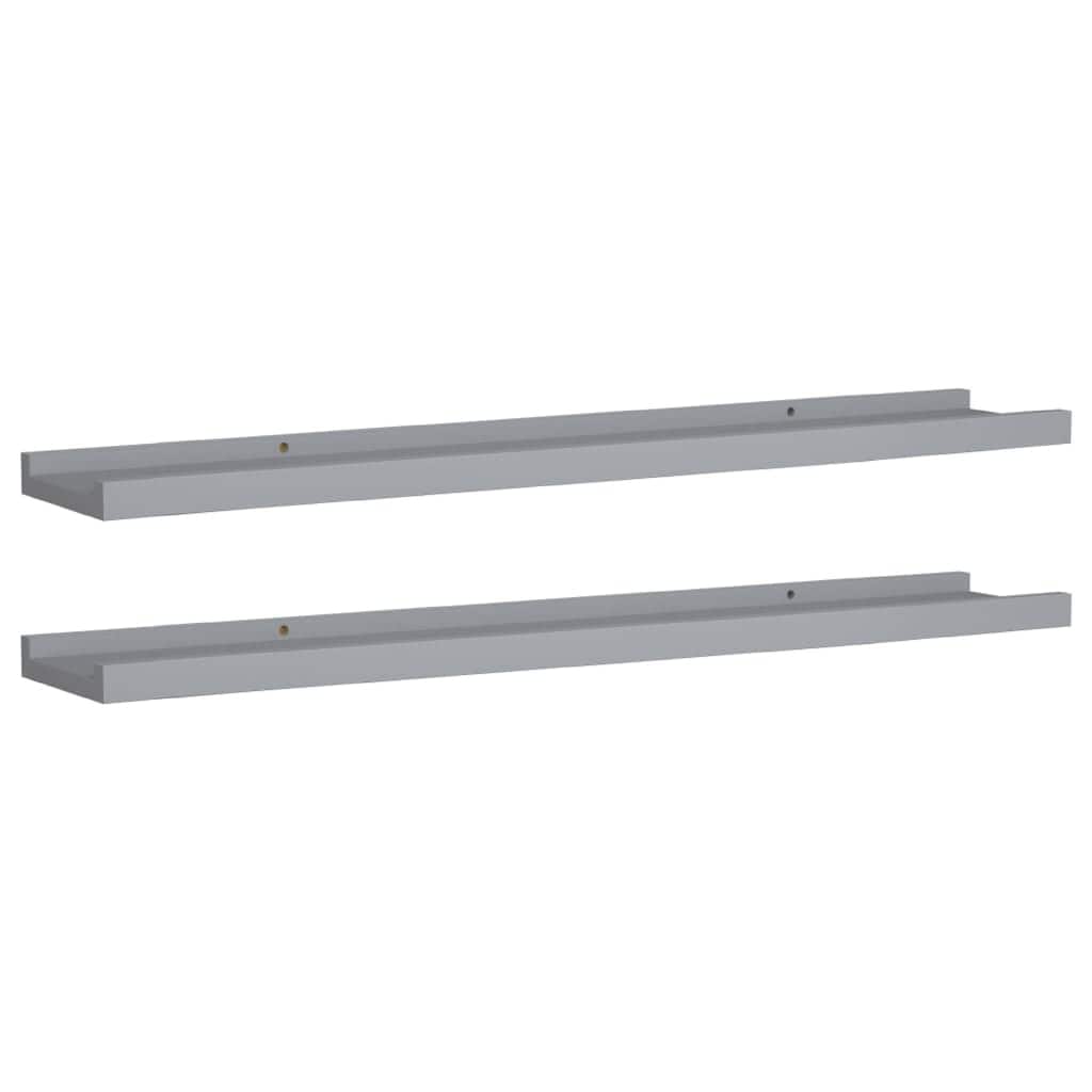 Yuli Wall Shelf Set of 2, Raised Ledge Design, Classic Gray 32 Inch