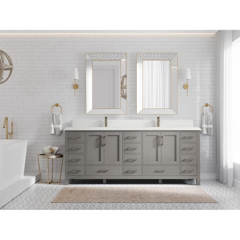 Willow Collection 84 in. W x 22 in. D Malibu Double Sink Bathroom Vanity with Countertop