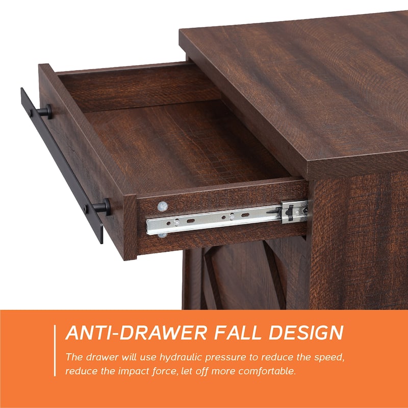 WAMPAT Farmhouse Nightstand with Drawer and Cabinet for Bed Room