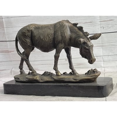 Donkey Mule Bronze Statue Sculpture Handmade Art Figure By Barye On Marble Base