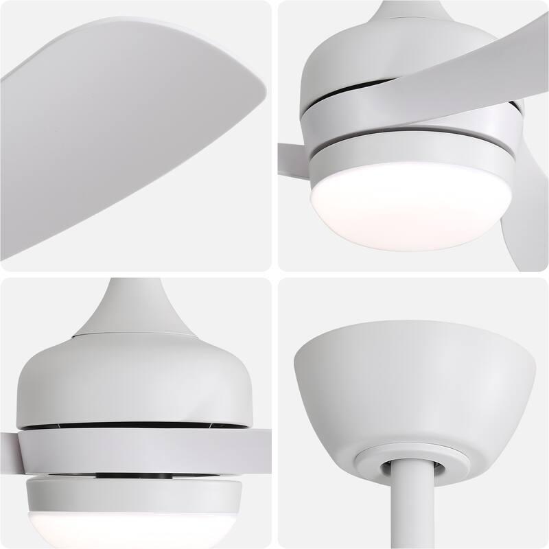 52" Smart Ceiling Fan with Light and Remote Control, 5 ABS Blades, LED Dimmable Optional