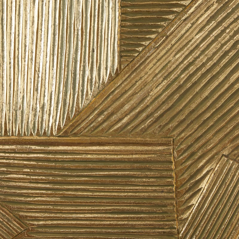 Wood Carved Radial Geometric Wall Decor with Black Frame - Silver or Gold