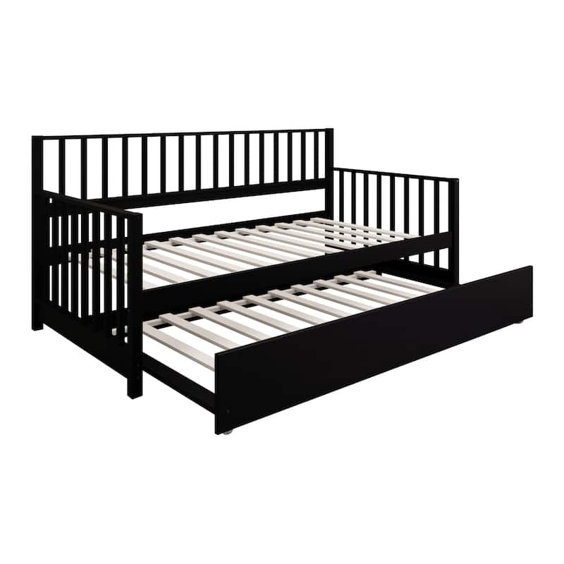 CraftPorch Classic Wooden Twin Size Daybed With Trundle