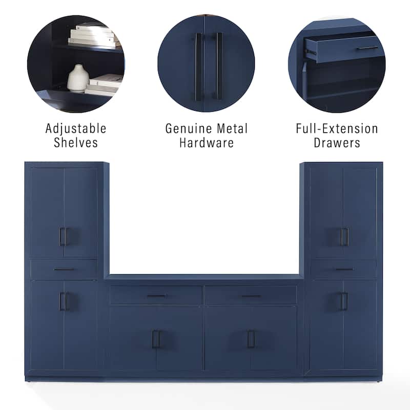 Crosley Isla 3-Piece Sideboard And Pantry Set- Sideboard & 2 Pantries