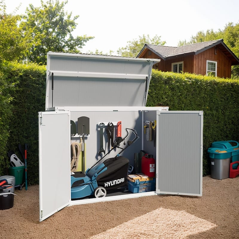 306 Gallon Outdoor Storage Shed, Patio Deck Box, 41 Cu.Ft Resin Storage Box, Lockable Double Door - 43.3"H
