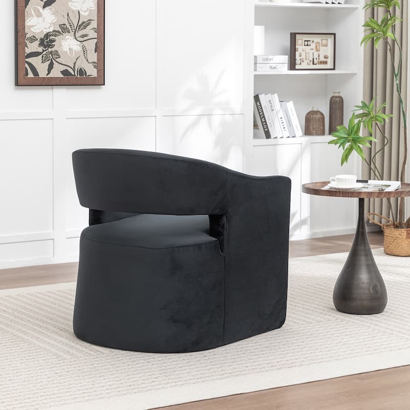 SEYNAR Modern Glam Velvet Accent Armchair Open Back with Ottoman Set of 2