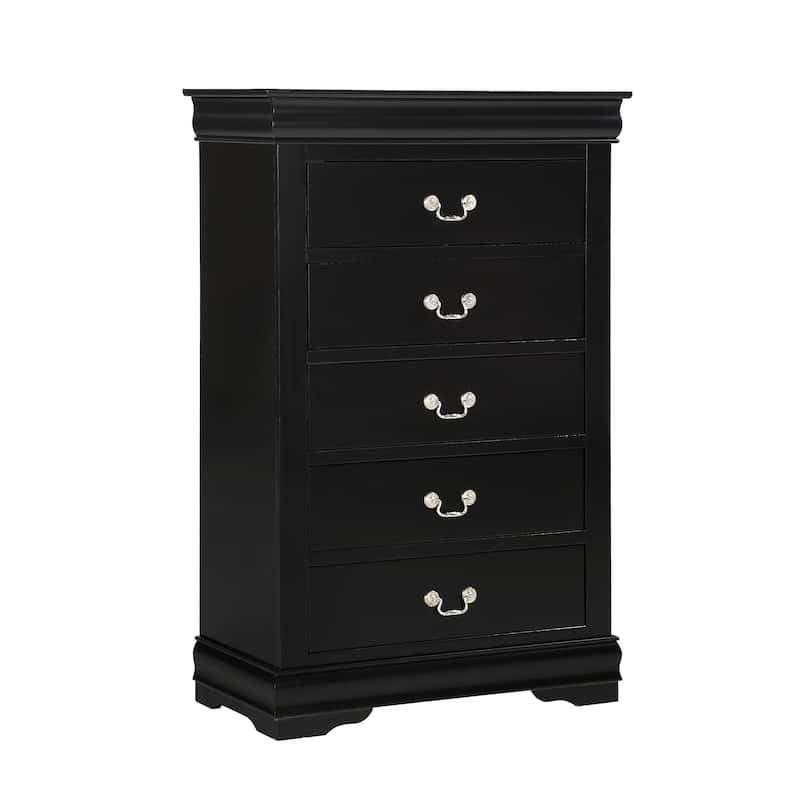 Lillie 6 Piece Black Wooden Sleigh Bedroom Set