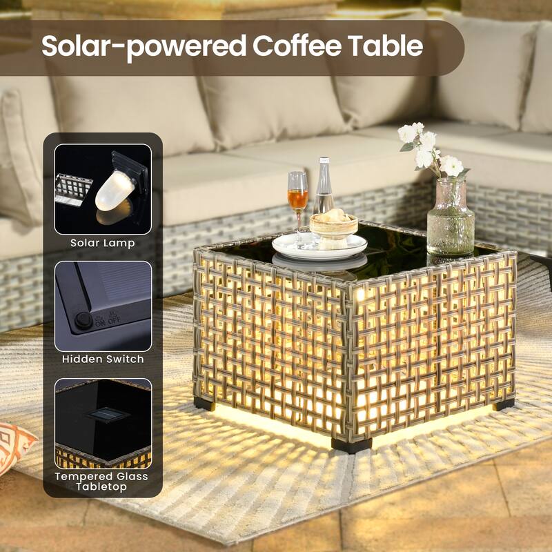 XIZZI 11-piece Patio Rattan Wicker Furniture Set with Fire Pit Table