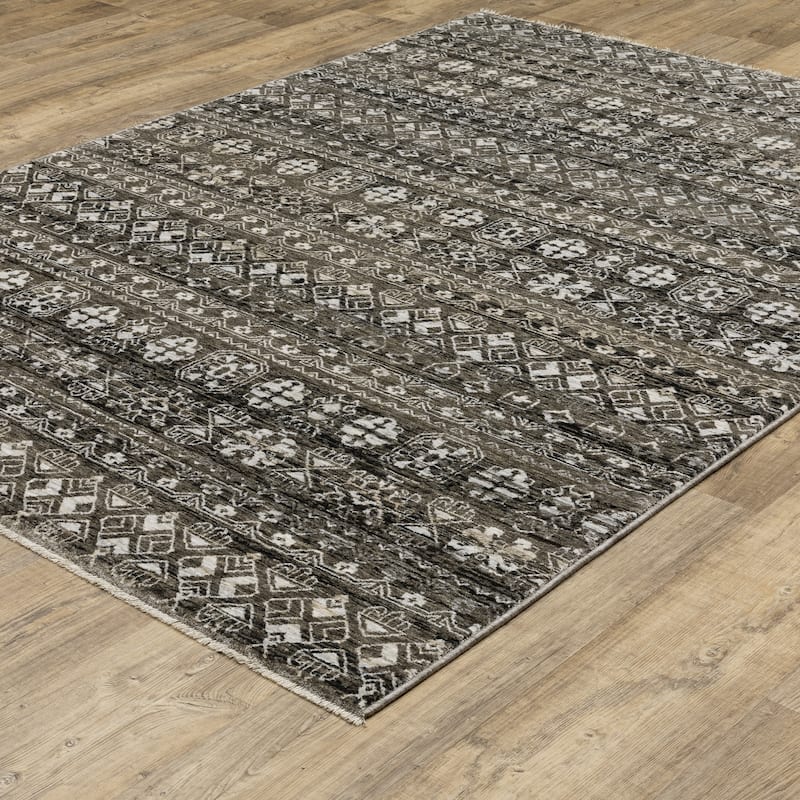 Style Haven Cádiz Nomadic Tribal Charcoal/Grey Area Rug