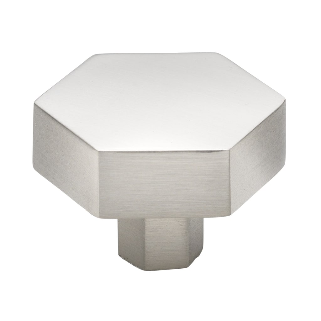 GlideRite 1-1/2 Inch Satin Nickel Hexagon Cabinet Knobs, 10-Pack - Satin Nickel
