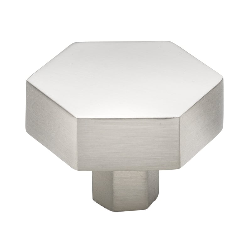 GlideRite 1-1/2 Inch Satin Nickel Hexagon Cabinet Knobs, 5-Pack - Satin Nickel