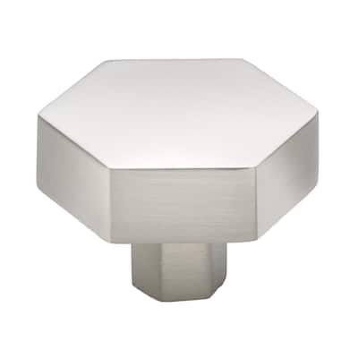 GlideRite 1-1/2 Inch Satin Nickel Hexagon Cabinet Knobs, 5-Pack - Satin Nickel