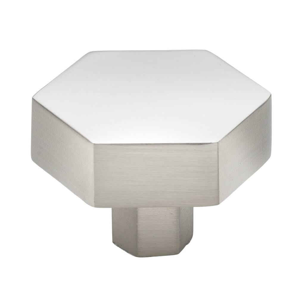 GlideRite 1-1/2 Inch Satin Nickel Hexagon Cabinet Knobs, 5-Pack - Satin Nickel