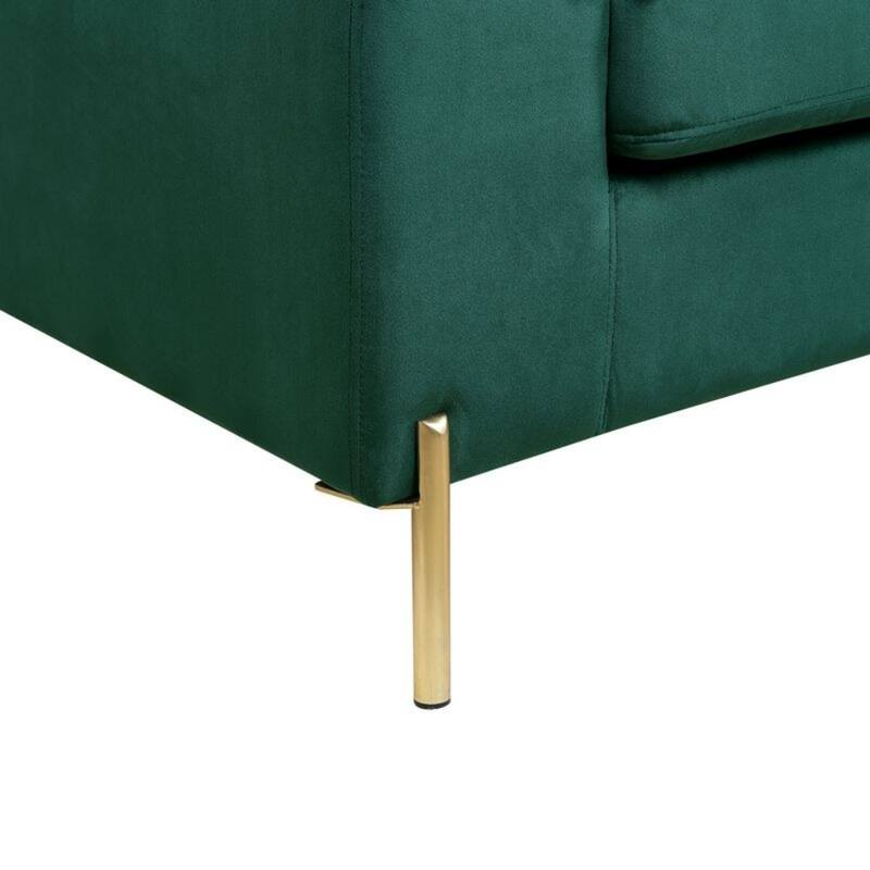 Velvet Upholstered L-shaped Sectional Sofa with Wood Frame and Metal Legs