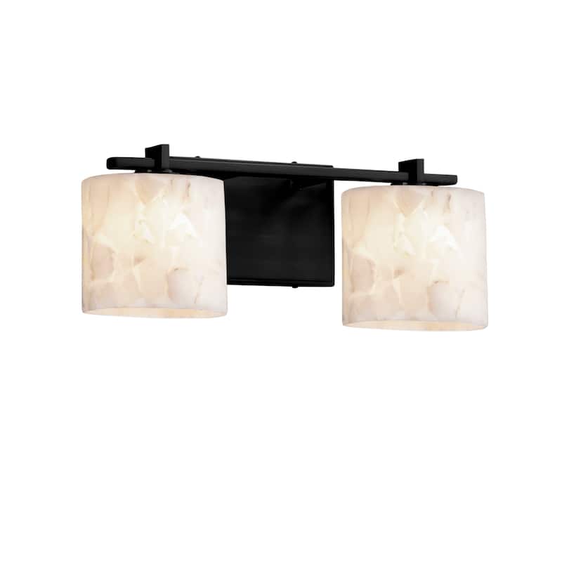 Alabaster Rocks! Era 2-Light Bath Bar, Alabaster Rocks Oval Shade - Matte Black