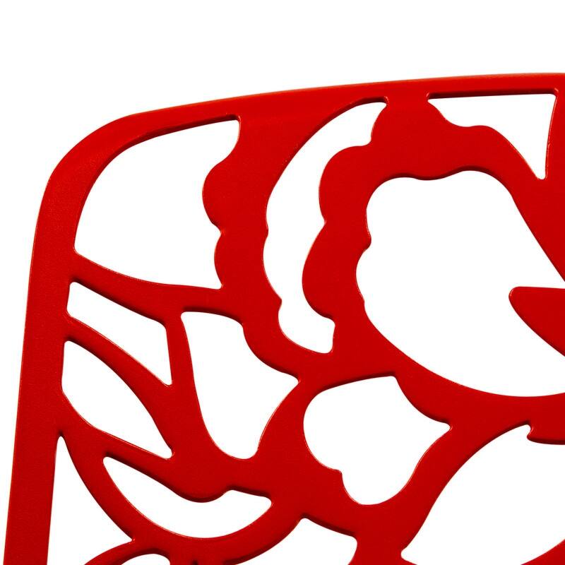 Devon Stackable Outdoor Aluminum Dining Chair with Floral Cutout, UV-Protected, Weather-Resistant Patio Seating