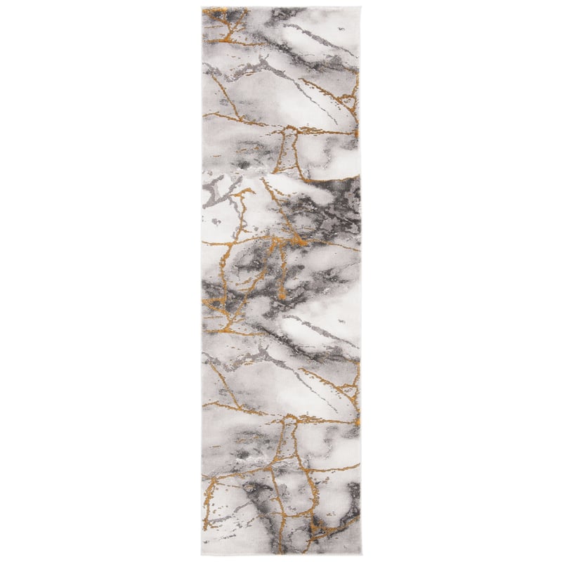 SAFAVIEH Craft Miyase Modern Abstract Rug - 2'3" x 22' Runner - Grey/Gold