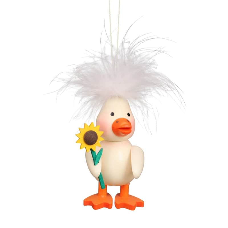 3" Christian Ulbricht Ducky with Sunflower Easter Ornament