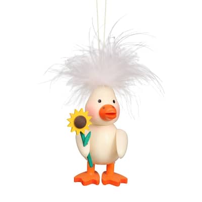 3" Christian Ulbricht Ducky with Sunflower Easter Ornament
