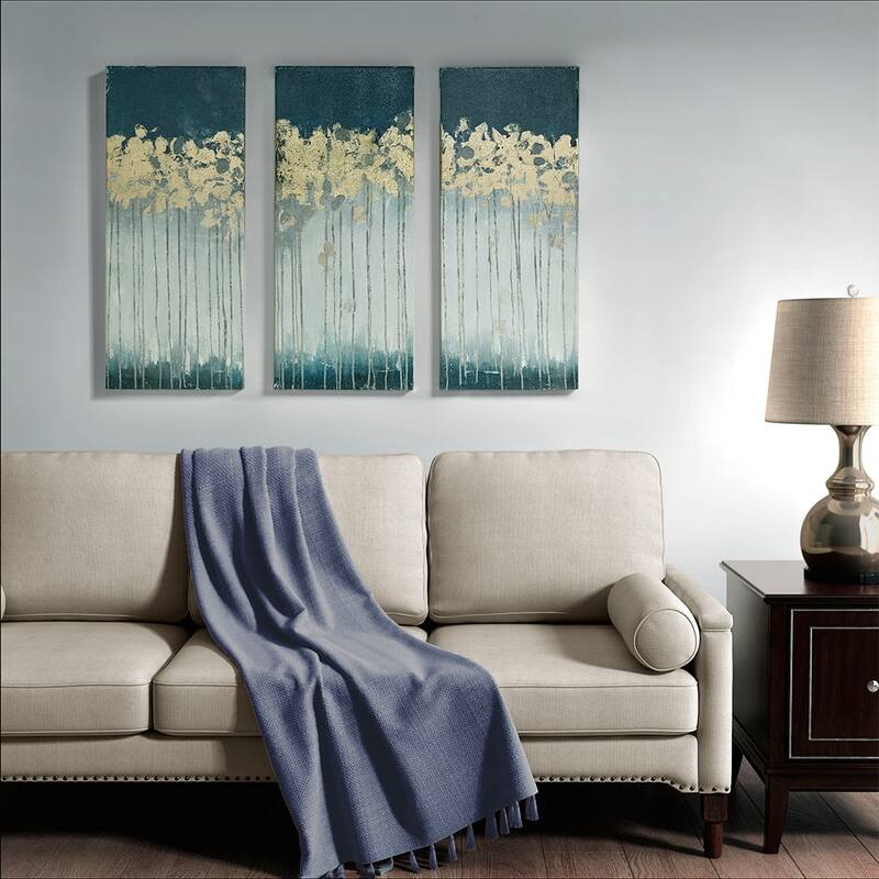 Gold Foil Abstract 3-piece Canvas Wall Art Set - Green
