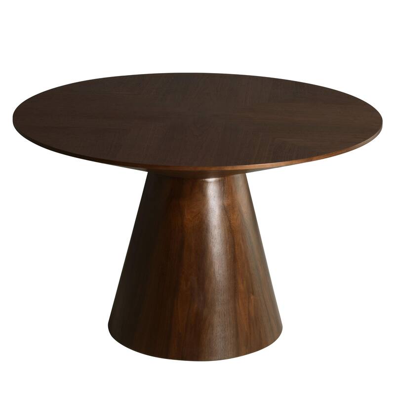 5-Piece Dining Set with 47-Inch Round Walnut Dining Table and 4 Leather Accent Side Chairs