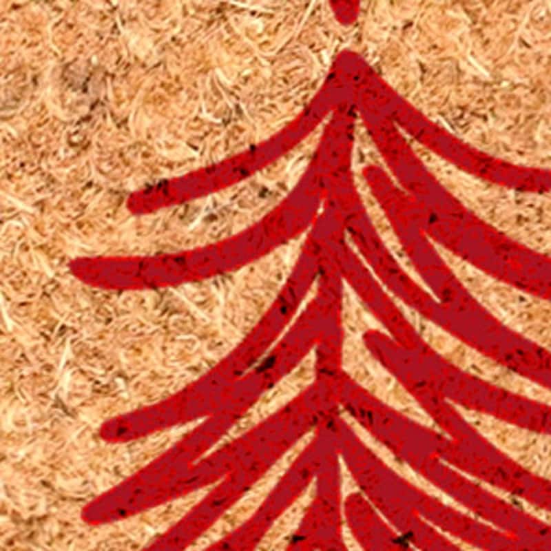 HomeRoots 24" X 36" Brown And Red Christmas Trees Outdoor Coir Door Mat - 24.00' X '36.00