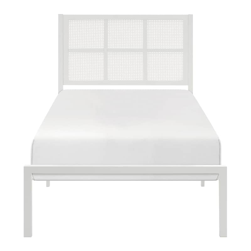 Twin Size Metal Platform Bed with Coastal Style and Bed-in-a-Box Design